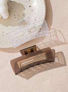 2 件大号哑光和磨砂纯色发夹，搭配简约设计发夹 - 彩色 - 查看 3