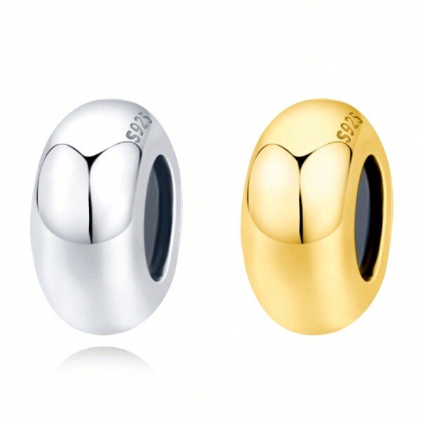 MISEFF 1 pezzo MISEFF Perla argento sterling 925 semplice e lucida, perla di isolamento mini per braccialetti e collane, per creazione gioielli, regalo di compleanno per donna