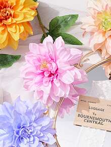 6Pcs Artificial Mums Flowers Spring Chrysanthemum Flowers 25" Long Stem Faux Spider Mum Flowers Large Floral Arrangements Bouquets Fake Pincushion Silk Flower Office Home Decor - Baby Pink - View 7