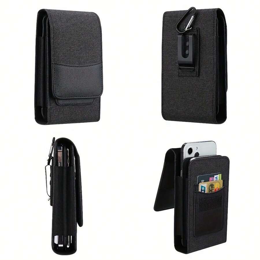 One Case Two Phones, Dual Phone Holster Pouch With Belt Clip - Black - View 1