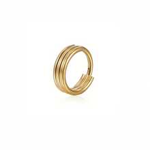 ADYJELY 1 pieza Arete de aro triple con bisagra para el septo nasal, estilo punk, de titanio G23 hipoalergénico, chapado en oro de 18K, para cartílago, aro, trago, concha, daith, hélix, perforación de lóbulo de la oreja, anillo de labio, anillo de ombligo, anillo de pezón, joyería corporal para mujeres y hombres
