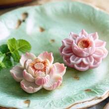 Molde de silicona con forma de loto suculento disponible en múltiples estilos, juego de molde DIY con pétalos en relieve 3D, vela decorativa estética para el baño, decoración de aromaterapia para el escritorio, regalo artesanal de jabón - Blanco - Ver 8