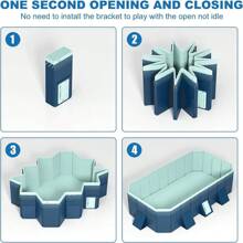 AOTO Extra-Large Family Swimming Pool, Non-Inflatable Foldable Hard Plastic Outdoor Pool For Adults, Children, Infants, Pets - Easy Set Up, Rectangular Design For Backyard, Beach - Blue - View 3