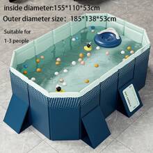 AOTO Extra-Large Family Swimming Pool, Non-Inflatable Foldable Hard Plastic Outdoor Pool For Adults, Children, Infants, Pets - Easy Set Up, Rectangular Design For Backyard, Beach - Blue - View 8