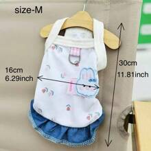 寵物狗貓服裝白色裙裝，胸部和背部是甜美的小兔子可愛裙子裙子 - 彩色 - 查看 5