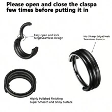 ADYJELY 1 pieza Arete de aro triple con bisagra para el septo nasal, estilo punk, de titanio G23 hipoalergénico, chapado en oro de 18K, para cartílago, aro, trago, concha, daith, hélix, perforación de lóbulo de la oreja, anillo de labio, anillo de ombligo, anillo de pezón, joyería corporal para mujeres y hombres