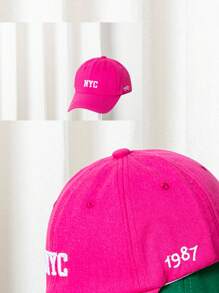 1 pieza Gorra de béisbol para niños en primavera, gorra linda para niños y niñas con visor para el sol de verano - Rosa Fucsia - Ver 5