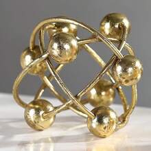 6-Inch Metal Round Orbital Sphere With Golden Orbit Balls, Decorative Gold Sphere Sculpture For Home Table Shelf Decor - Gold - View 3