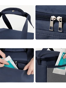 1个卡通汽车图案保温午餐袋，便携式铝箔加厚午餐盒袋，适合上班族和学生使用。