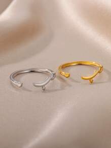 1入極簡阿拉伯愛情名句開口戒指，女士男士18K金鍍不鏽鋼指環，穆斯林禮物訂婚結婚戒指時尚珠寶飾品配件 - 阿拉伯語愛 - 查看 7