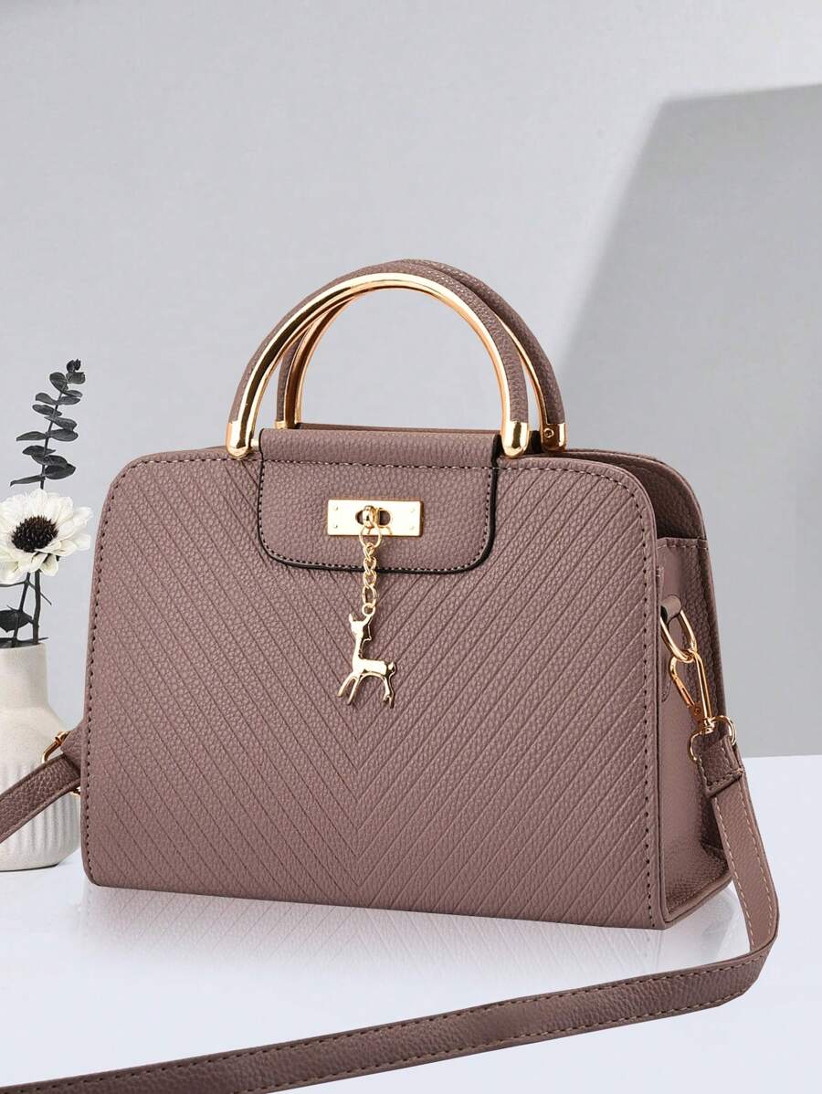 PLANEE 1 Piece Lightweight Business Casual Embossed Bag, PU Material Crossbody Bag For Women, Best Valentine's Day Gift For Her, Suitable For Teen Girls, Female College Students, Rookies And White-Collar Workers, Perfect For Office, College, Work, Business, Commuting, Outdoor, Travel, Outing With Metal Decoration, Classic, Adjustable Shoulder Strap Suitable For Street, Date, Party, Perfect For Music Festivals, Best Mothers Day Gifts Ever - 淺灰紫 - 查看 1