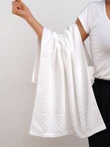 QIBHI 3条/1件(小号)100%纯棉毛巾,格子/纯色,轻薄透气,适用于浴室、酒店、健身房、旅行、送礼、沙龙、运动、户外、海滩、学校、返校季、旅行配件、家居用品、毛巾、护肤 - 白色 - 查看 7