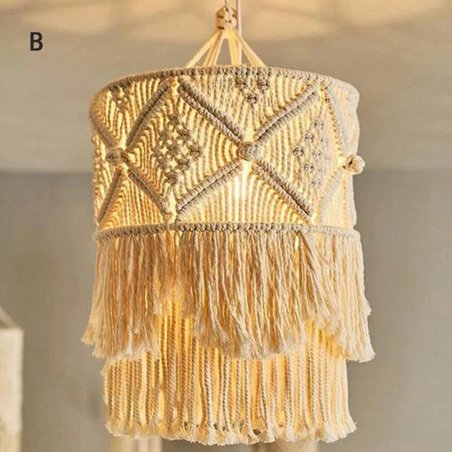 1 cái chụp đèn dệt thủ công bằng dây thừng, đồ trang trí treo tường, trang trí nhà cửa, trang trí phòng, trang trí tường - Nhiều màu - Xem 1