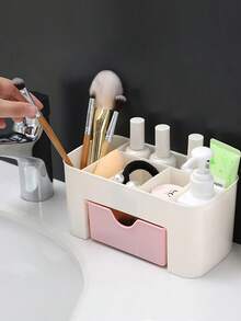 Home Drawer Cosmetic Organizer, Nail Tools Multi-Layer With Drawer Desktop Organizer, Desktop Jewelry Skincare Compartment Dressing Box - Multicolor - View 5