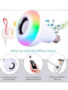 Foco Bocina Bluetooth Lámpara Led 12w RGB Reproductor Música 7 Colores LED Bombilla Inteligente Con Control Remoto Inalámbrico - Multicolor - Ver 7