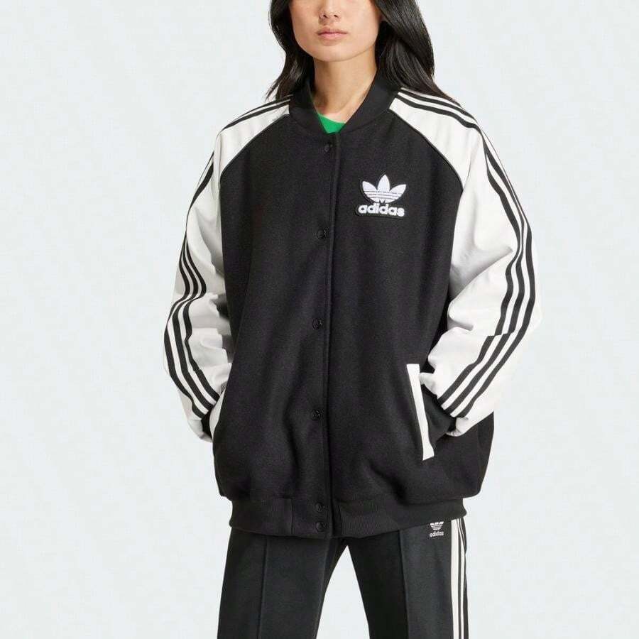 Women's Adidas SST Oversized VRCT Jacket - White / Black - View 1