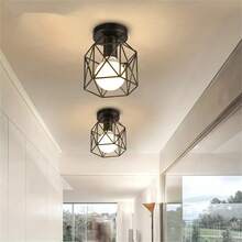 1pc Hallway Light Fixtures Ceiling Mount, E27 Retro Industrial Semi Flush Mount Ceiling Light For Porch Hallway Kitchen Farmhouse Lighting, RV Light Fixtures(Just A Lampshade,Bulb Is NOT Included) - Multicolor - View 4