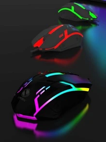 Wired 7-Color Backlit Gaming Mouse USB With Colorful Cool Breathing Light Effect, Matte Material - Black - View 2