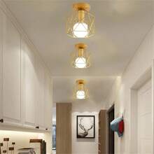 1pc Hallway Light Fixtures Ceiling Mount, E27 Retro Industrial Semi Flush Mount Ceiling Light For Porch Hallway Kitchen Farmhouse Lighting, RV Light Fixtures(Just A Lampshade,Bulb Is NOT Included) - Multicolor - View 3
