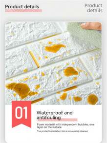 3/10/20/40/100pcs 3D Brick Textured Wall Stickers, 13.77*11.8 Inches Self-Adhesive Wallpaper, Aesthetic, Waterproof, Oil-Proof, Convenient To Cut, Suitable For Living Room, Bedroom, And Kitchen, Stickers, Wall Decal, Vinyl Decal For Home Decorations, Spring Decoration Items Refresh Your Home, Festival Decoration Stickers Gifts Birthday Graduation