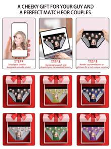 Calzoncillos personalizados de hombre con caras divertidas, ropa interior de pareja novedosa, ropa interior triangular impresa, fotos de hombres, regalo exclusivo para el novio personalizado, regalo del Día de San Valentín