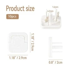 Ổ cắm chống cắm cho bé - 10 gói Ổ cắm an toàn Ổ cắm có nắp ổ cắm điện Bảo vệ chống trẻ em cho trẻ em An toàn tại nhà Hình vuông 3-ngạnh có tay cầm Kéo các mặt hàng cần thiết cho bé màu trắng - trắng - Xem 3