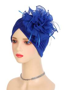 1pc Women's New Side Floral Chiffon Ribbon Elastic Comfortable Elegant Turban Hat, Sleep Bonnet - Side Chiffon Ribbon Flowers - View 10