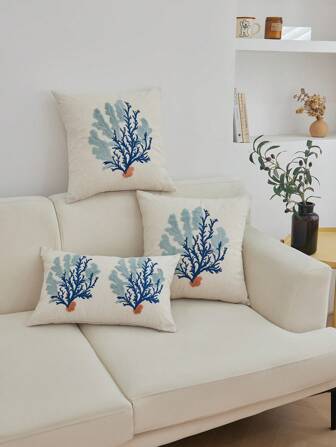 1入組珊瑚刺繡裝飾抱枕套客廳布藝靠墊套家居裝飾