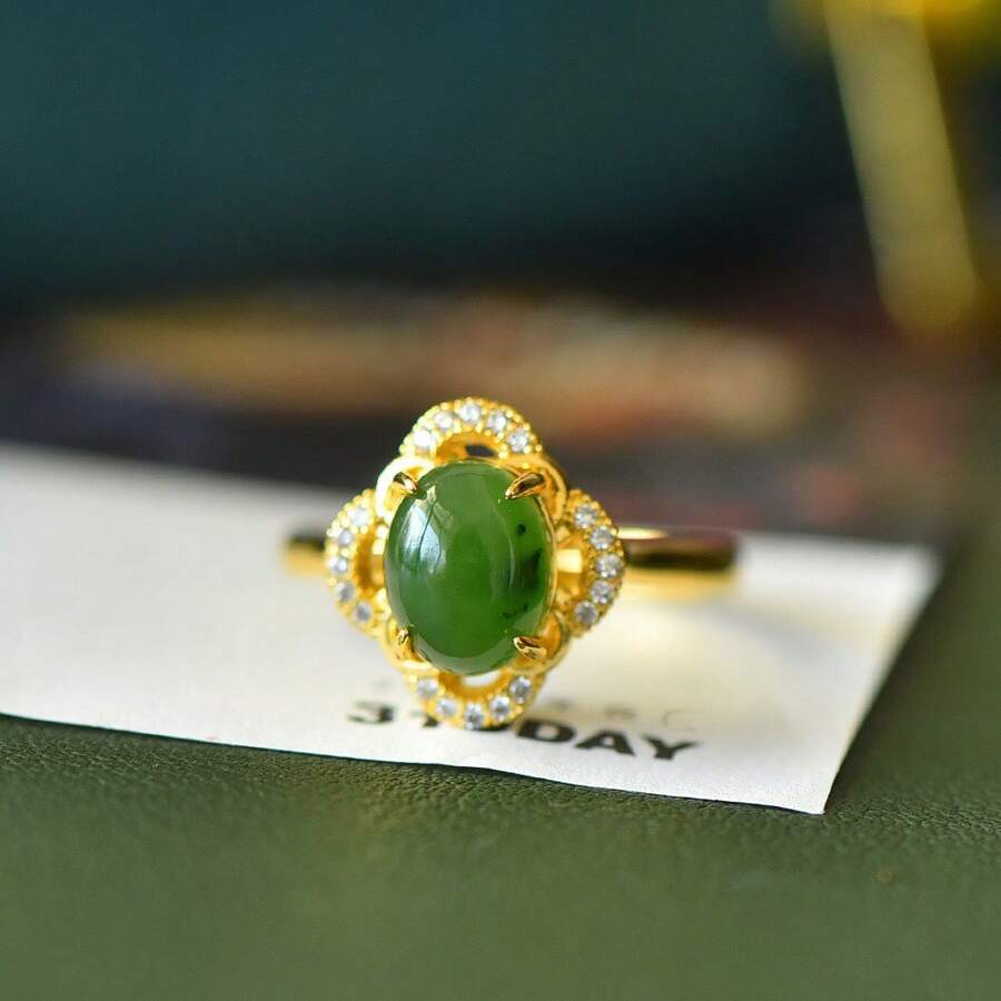 Natural Canadian Jasper Rings, Gold-Plated Inlaid Jade Rings, Diamond Rings, Adjustable Size Rings, Handmade Men's And Women's Gemstone Rings, Personalized Rings, Energy Rings, Anniversary Rings, Engagement Rings, Gifts For Her. - XJasper Ring - View 1