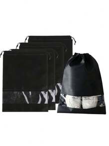 1件/5件/10件一次性无纺布防黄袋纯色鞋袋黑色无纺布防尘鞋套鞋子收纳袋防潮旅行鞋子包装鞋袋家用鞋套袋简约黑色抽绳防尘旅行鞋袋旅行防尘抽绳鞋子配件鞋子收纳鞋盒鞋子整理器鞋袋房间杂物鞋子收纳袋家用旅行黑色鞋子防尘套 - 黑色 - 查看 3