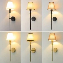 E27/E26 Holder Wall Sconces , Retro Industrial Wall Lamps, Bathroom Vanity Sconces Wall Lighting With White Fabric Shade, Suitable For Bedroom Living Room Corridor Kitchen