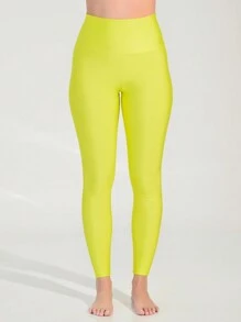 Women Sports Leggings - Lime Green - View 3