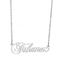 1 Collar con colgante de nombre en inglés con letra de estilo elegante y forma de corazón calado, diseño de estilo neutro versátil, accesorio perfecto para banquetes diarios, fiestas, bodas, festivales de música, Día de la Madre, San Valentín, Navidad, Acción de Gracias, cumpleaños, un regalo perfecto para madres, damas, amigas y parejas