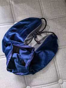 U-Shaped Travel Pillow Cover With Zipper - Navy Blue - View 4