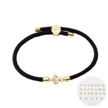 1入組26個字母編織手環, 含鋯石，可調節黑色手環，18K金鍍銅情侶飾品 - 黑色 - 查看 19