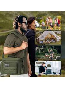 13L Men's Tactical Lunch Bag Heavy Duty Durable Lunch Box Insulated Cooler Adult Meal Insulated Bag For Office, Picnic Camping, Outdoor Activities Strap MOLLE Webbing - xanh quân đội - Xem 5