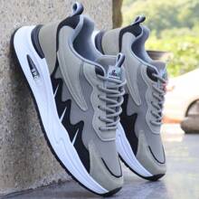 Men's Chunky Sneakers, Casual Sports Sneakers With Round Toe For Daily Wear - Khaki - View 2