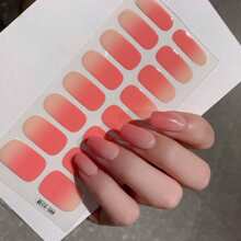 1入組漸變風格全甲貼紙，全覆蓋式指甲貼紙，防水剝離式指甲貼紙，適用於女士指甲藝術，自粘式美甲貼紙，易於使用，適用於節日裝飾、派對裝飾、舞臺裝飾 - 珊瑚橙 - 查看 6