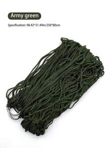 1pc Portable Outdoor/Indoor Nylon Mesh Hammock, Single Thick Net Swing Bed For Relaxation Camping Stuff - Army Green - View 2