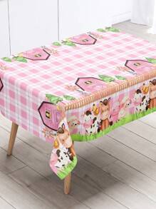 1Pc Farm Animals Plastic Tablecloth Table Cover Birthday Wedding Gender Revealing Party Table Decor Home Decor, Birthday Party Decor, Back To School Valentine Day