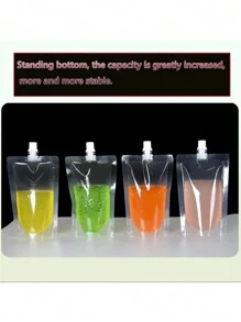 10 piezas Bolsas de plástico para zumo, bolsas de bebida transparentes y portátiles, adecuadas para uso al aire libre, bolsas desechables a prueba de fugas para exprimir, bolsas reutilizables para almacenar líquidos como alcohol, leche y otras bebidas, botellas de agua - transparente - Ver 5