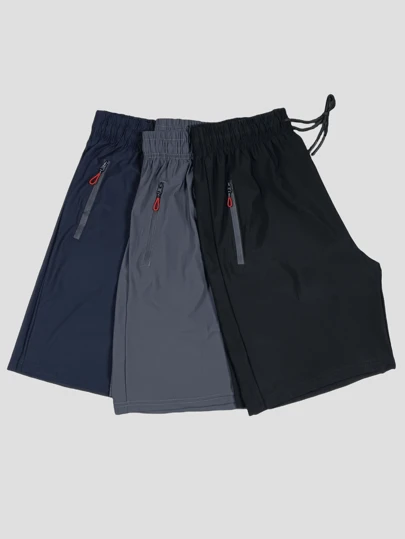 Plus Size Bermuda Masculina Elastana Desportivo Homens Tecido Importado de Secagem Rápida com Zíper e Cintura Cordão Shorts