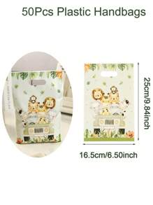 10/20/50个16.5*25厘米丛林动物图案礼品袋，糖果手提袋，生日派对包装袋，节日生日派对礼品袋 - 彩色 - 查看 6