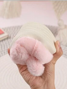 1 双女童可爱卡通兔子拖鞋，适合幼儿室内家居鞋，适合秋冬季 - 粉色 - 查看 6