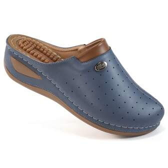 Sandalias con cuentas de masaje para mujer, puntera redonda, de slip-on, con taco grueso, cómodas, de moda, transpirables y casuales