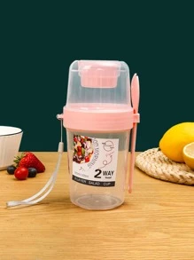 1入組輕質水果沙拉杯，早餐沙拉杯，Mason杯，便攜式，水果，蔬菜，淺食杯，帶叉蓋的優格杯，減肥杯高品質，不變形的沙拉杯，是家人和朋友的絕佳禮物，廚房，廚房用品，食物，烹飪，露營，假期，沙灘，房間裝飾，組織者，派對，旅行。 - 彩色 - 查看 7