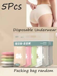 5pcs/Set Plain Morandi Color Series Disposable Women's Underwear Comfortable And Hygienic High-Waisted Disposable Panties For Women - Perfect For Travel And Business Trips,For Travel Outdoor Trips, Menstrual Periods, And Postpartum Care