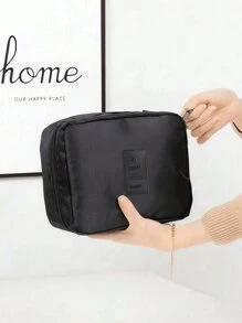 1pc Black Travel Toiletry Bag, Cosmetic Bag, Makeup Pouch, Beauty Organizer Toiletry Bags Summer Travel Essentials For Beach Vacation Holiday School Supplies Dorm Essentials Back To School Cosmetic Bag Makeup Storage Makeup Organizer Travel Accessories Brush Bag Make Up Container Travel Stuff Travel Essentials Ladies Accessories Travelling Stuff College Vacation Cruise Summer Holiday Essentials Women Wash Bag Toiletries Bag Handbag Storage