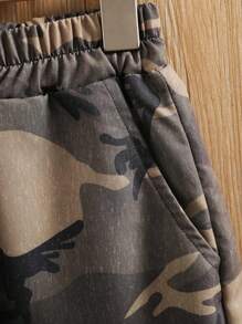 Conjunto de ropa de camuflaje para niños y niñas, uniforme de entrenamiento militar de manga corta para estudiantes de primaria, ropa de verano de las fuerzas especiales para representaciones - Negro - Ver 3