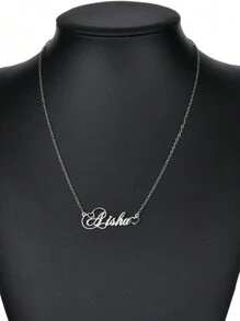 1 Collar con colgante de nombre en inglés con letra de estilo elegante y forma de corazón calado, diseño de estilo neutro versátil, accesorio perfecto para banquetes diarios, fiestas, bodas, festivales de música, Día de la Madre, San Valentín, Navidad, Acción de Gracias, cumpleaños, un regalo perfecto para madres, damas, amigas y parejas